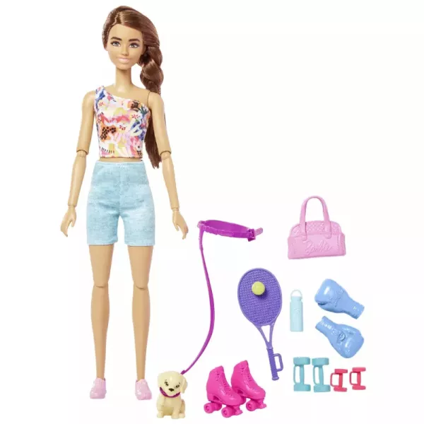 Barbie: Păpușă Barbie șatenă de fitness