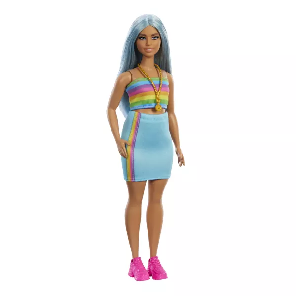 Barbie: Fashionista 65. évfordulós baba szivárvány csíkos topban