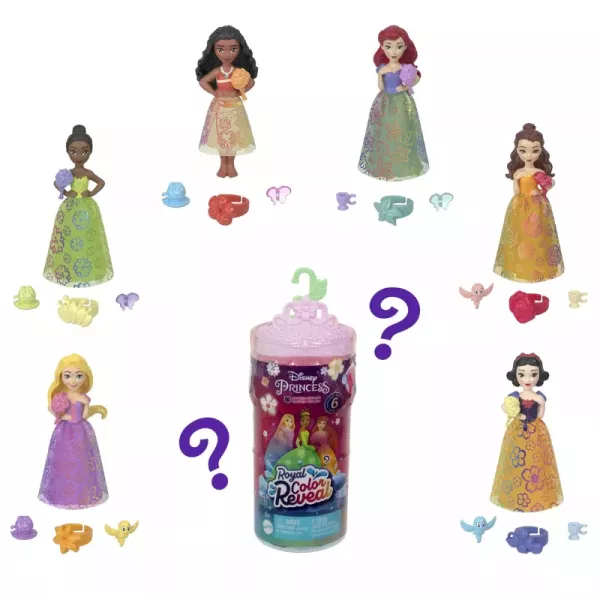 Prințese Disney : Color Reveal păpușă surpriză mini - petrecere în grădină