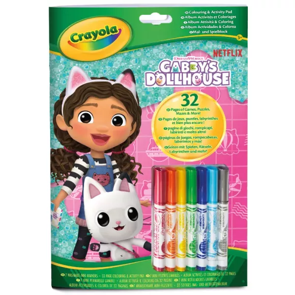 Crayola Color & Activity: Gabby s Dollhouse caiet de activități cu 7 markere