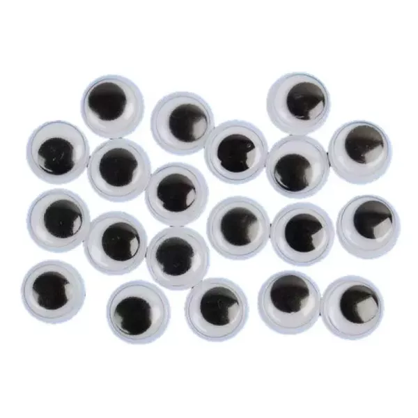 Fekete mozgó szemek, 8 mm - 24 db-os csomag