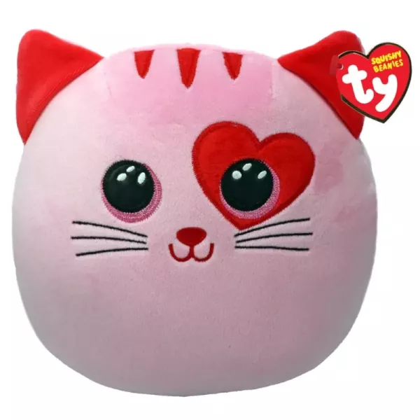 TY Squishy Beanies: Flirt, a rózsaszín cica párna plüss - 22 cm