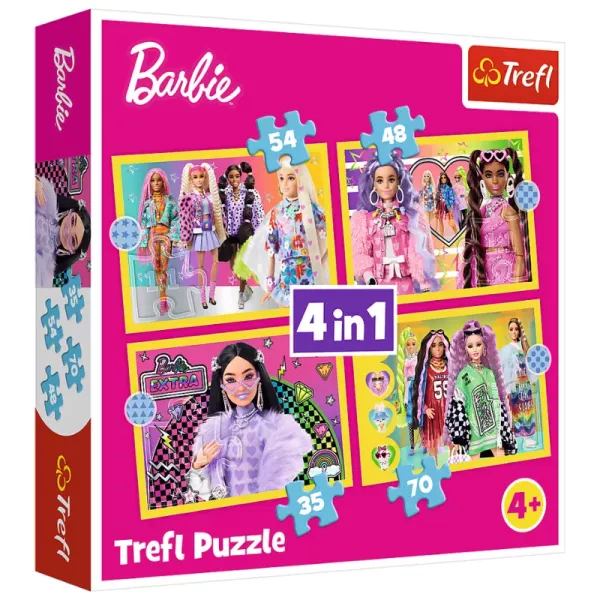 Trefl: Lumea Barbie puzzle 4 în 1 - 35, 48, 54, 70 de piese