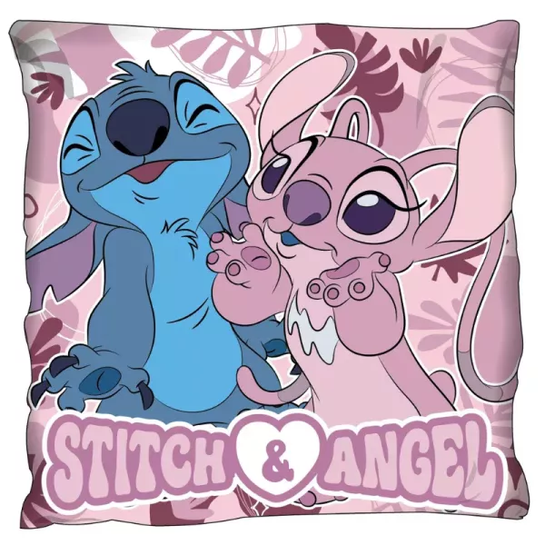 Stitch: Stitch și Angel pernă catifelată - 40 x 40 cm