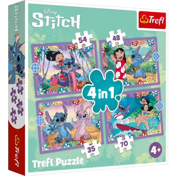 Trefl: Lilo&Stitch 4 în 1 puzzle - 35, 48, 54, 70 piese