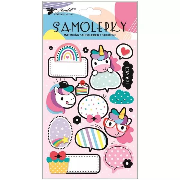 Unikornis mintás feliratozható matricák - 13 x 19 cm