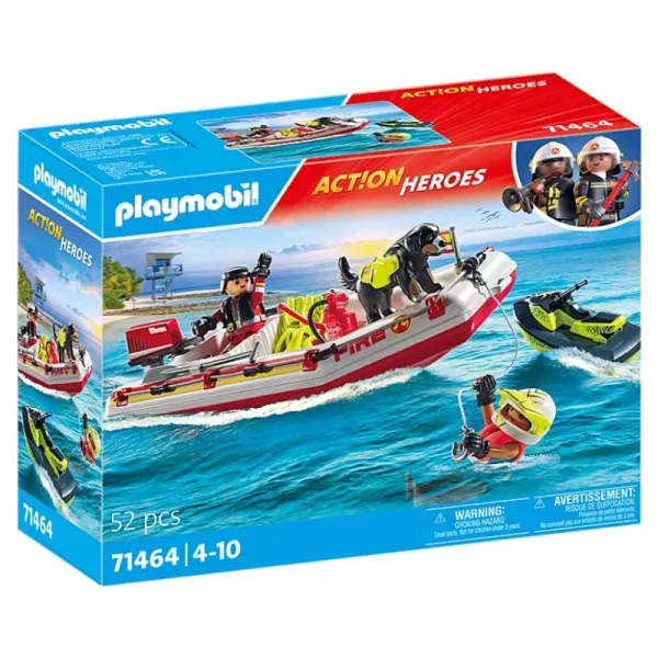 Playmobil: Barcă de pompieri cu aqua scooter 71464