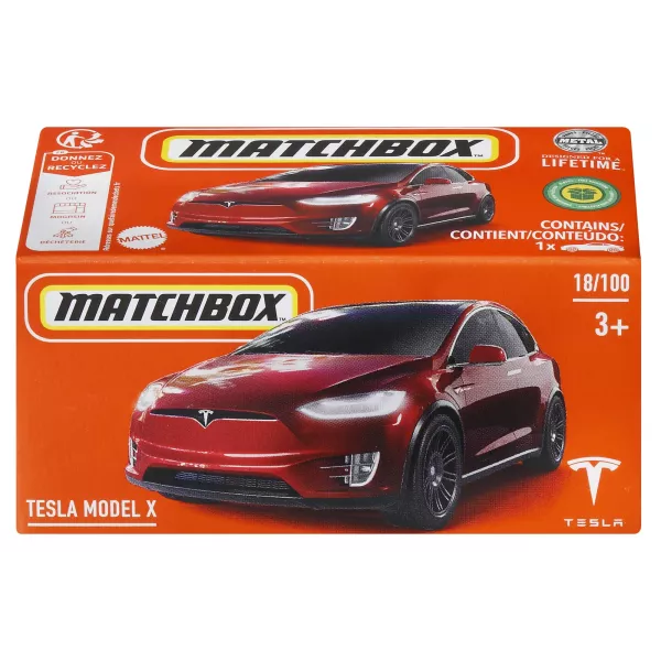 Matchbox: Tesla Model X kisautó papírdobozban
