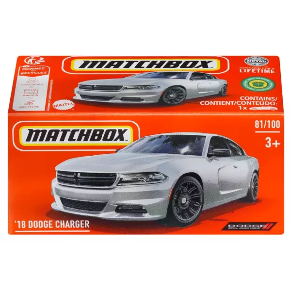 Matchbox: 18 Dodge Charger kisautó papírdobozban