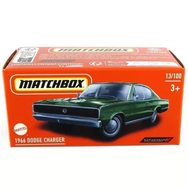 Matchbox: 1966 Dodge Charger kisautó papírdobozban - zöld