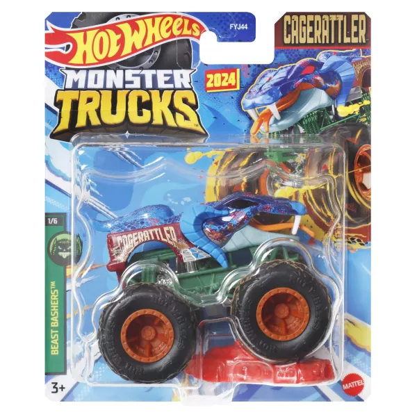 Hot Wheels Monster Trucks: Cagerattler mașinuță, 1:64