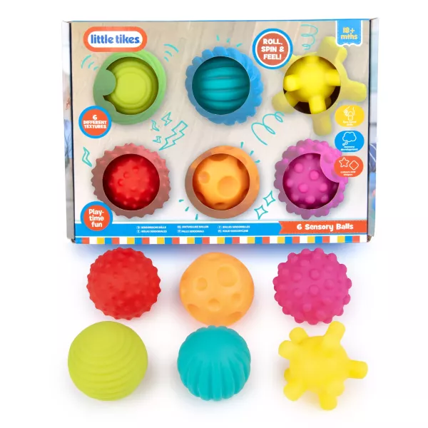 Bolas coloridas para desenvolvimento tátil - conjunto de 6 peças