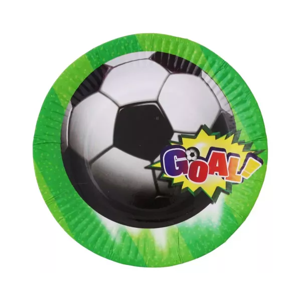 Farfurie de hărtie cu model fotbal - 18 cm, 6 buc