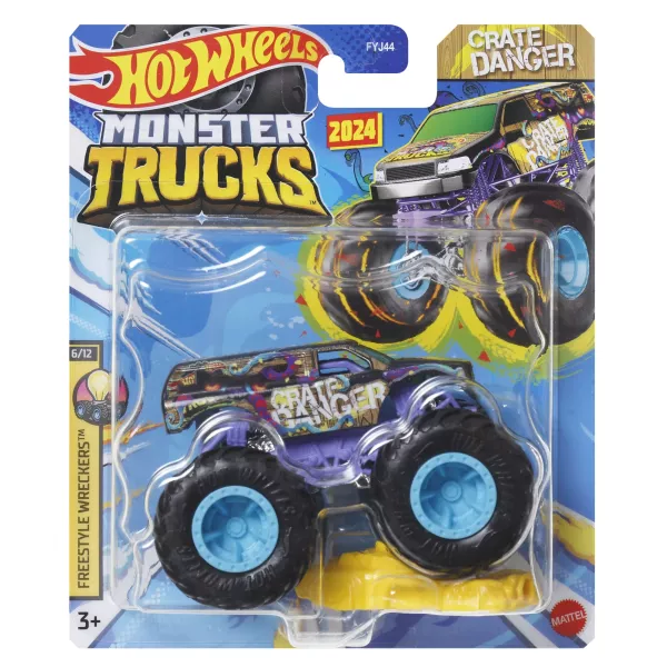Hot Wheels Monster Trucks: Crate Danger kisautó, 1:64