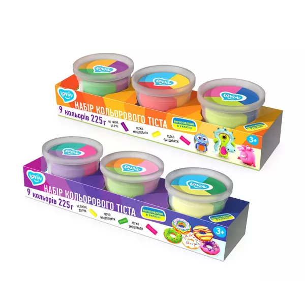 Okto Lovin: Set de plastilină, 9 culori - 3 buc - diferite