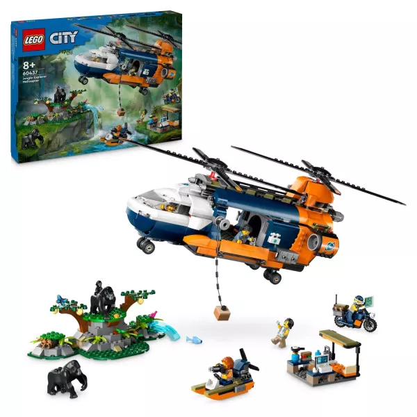 LEGO® CITY: Elicopterul unui explorator al junglei la tabăra de bază 60437