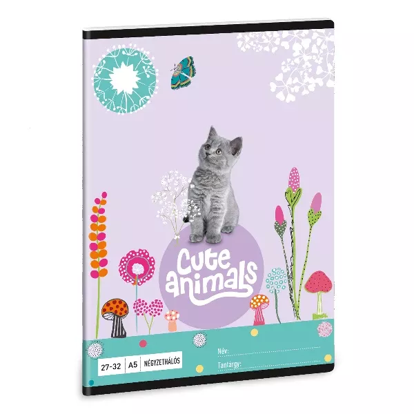 Cute Animals: Cicás négyzetrácsos füzet - 27-32, A5