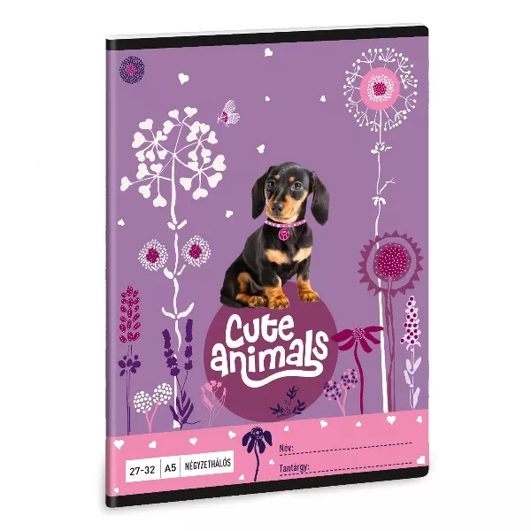 Cute Animals: Tacskó négyzetrácsos füzet - 27-32, A5
