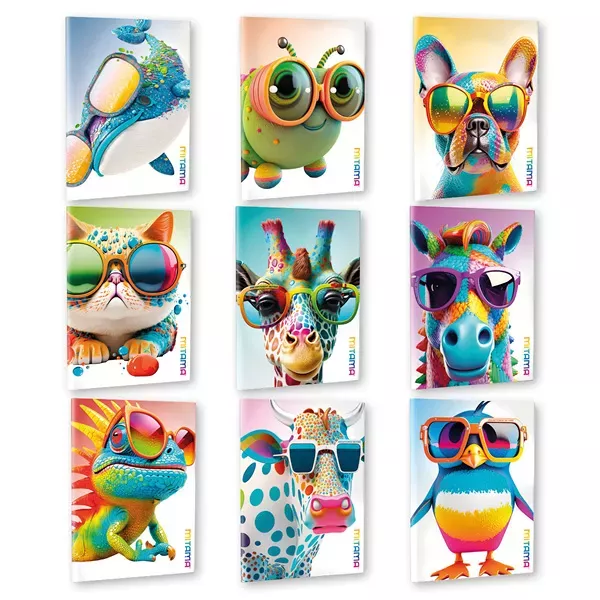 Mitama: Quaderno a quadretti A4 con animali colorati - vari modelli