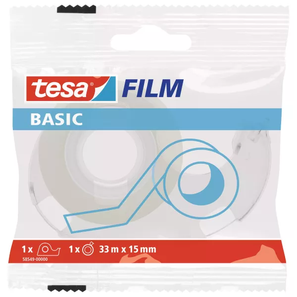 Tesa Basic: Bandă adezivă tip scotch - 33 mm x 15 mm