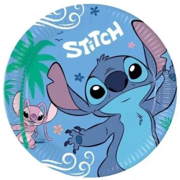 Lilo&Stitch: Farfurie din hârtie cu Stitch și Angel - 23 cm, 8 buc