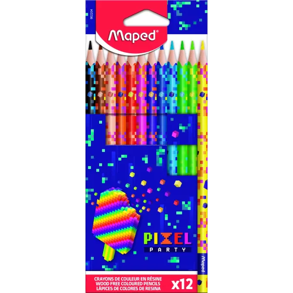 MAPED: Pixel Party háromszögletű színes ceruza készlet - 12 db-os