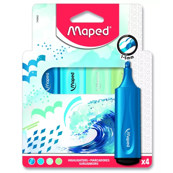 MAPED: Fluo Peps evidențator - 4 buc, diferite