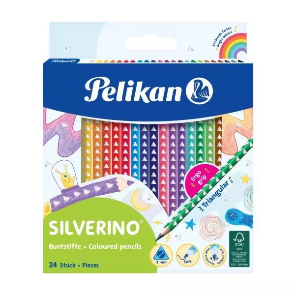 Pelikan: 24 matite colorate triangolari Silverino