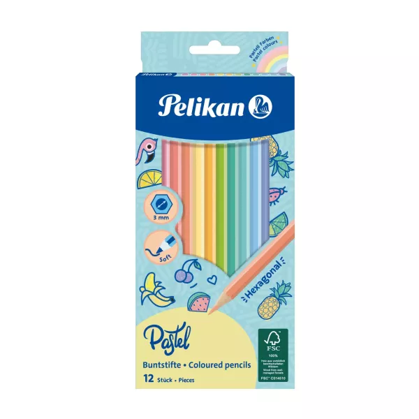 Pelikan: Színes ceruza - pasztell, 12 db-os