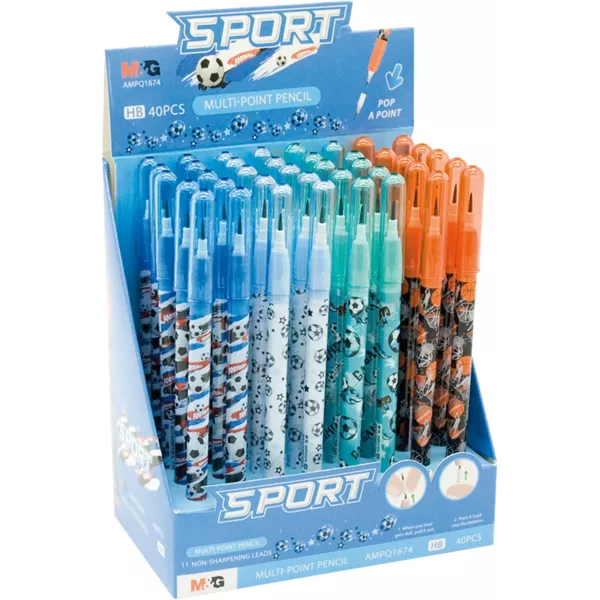 M&G: Sport mintás tolóbetétes ceruza, HB - többféle