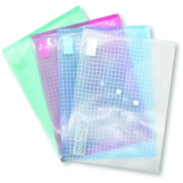 M&G : Chemises porte-documents A4 à bouton-pression, translucides et colorées - Plusieurs modèles