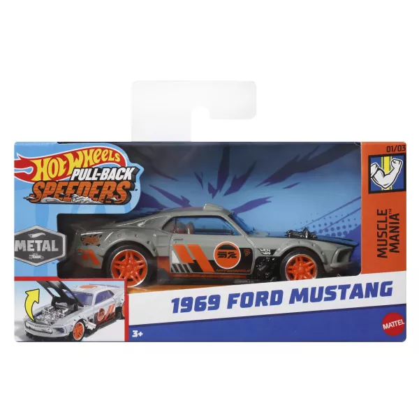 Hot Wheels: Felhúzható kisautó - 1969 Ford Mustang