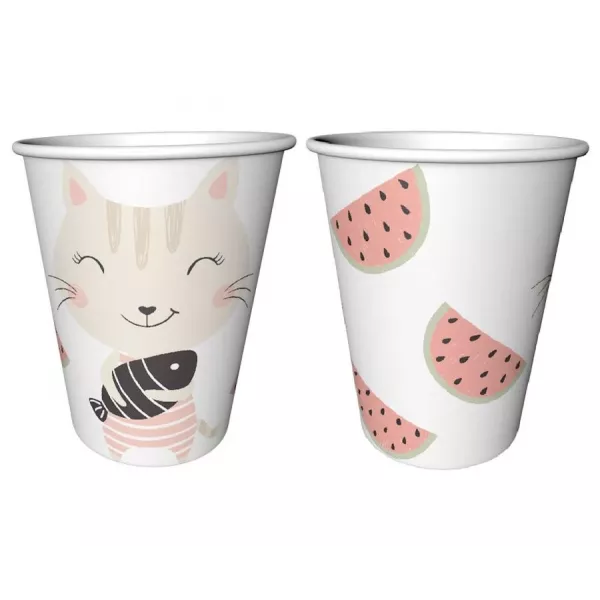 Lovely Friends: Set de pahare din hârtie cu model pisică, 240 ml - 6 buc