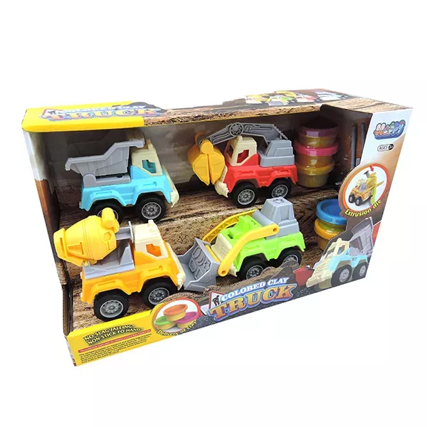 Set de plastilină cu 4 vehicule