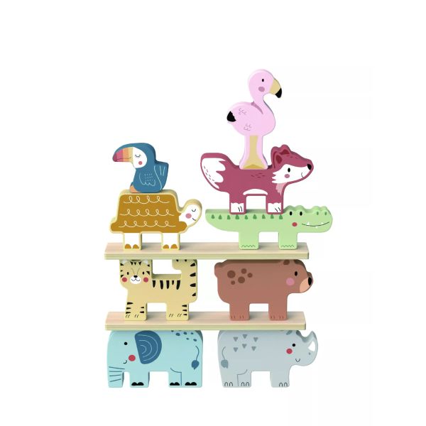 Tooky Toy: Fa toronyépítő játék – Szavanna