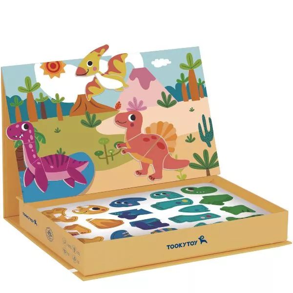 Tooky Toy: Mágneses puzzle dobozban - dinoszauruszok