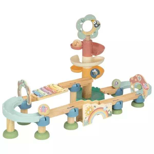 Tooky Toy : Set de construction de piste à billes colorée avec clochettes