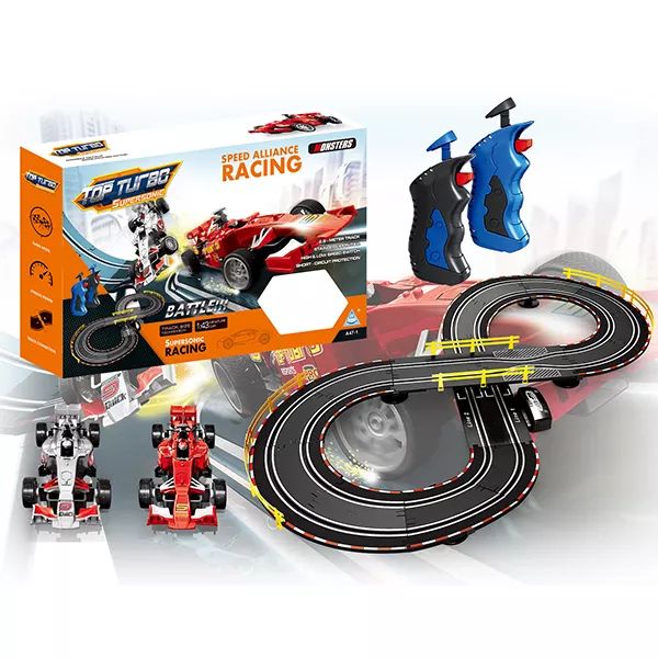 Conjunto de pista de corrida elétrica com carro de Fórmula 1