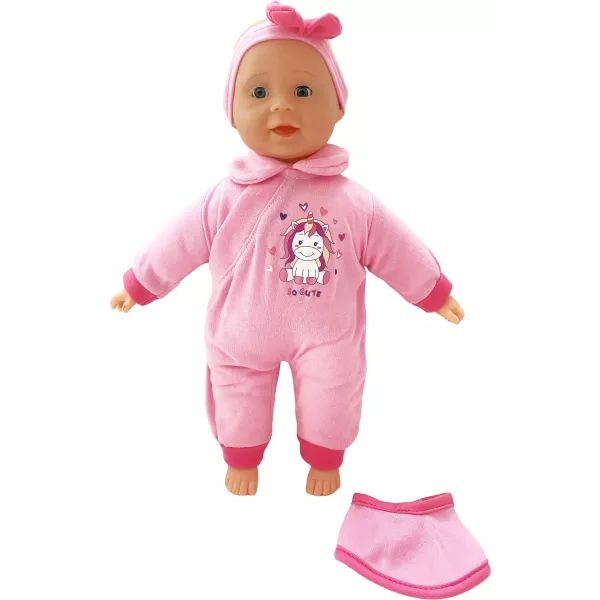 Bambolina: Magyarul beszélő játékbaba előkével - 34 cm