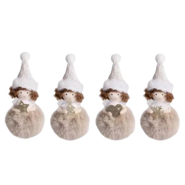 Decoração pendurável de menina com corpo de pompom, 14 cm - várias opções