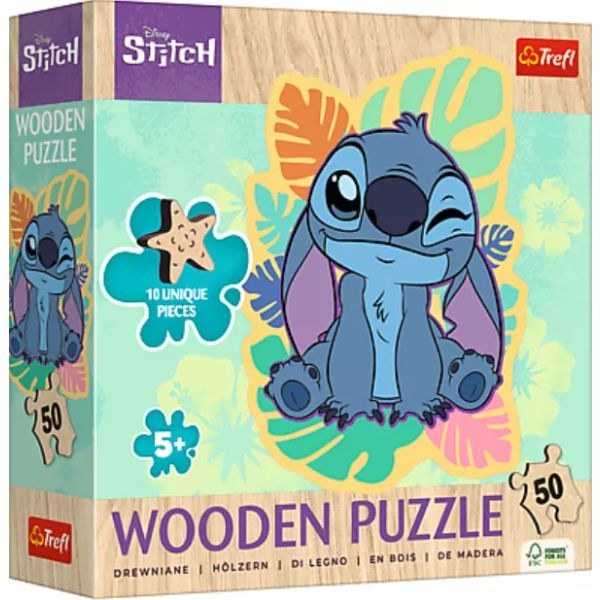 Trefl: Stitch puzzle fából - 50 darabos