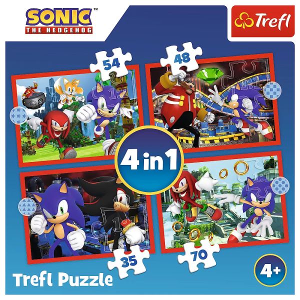 Trefl: Sonic, aventuras del erizo 4 en 1 rompecabezas