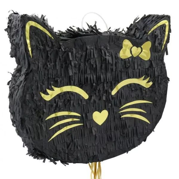 Fekete cicafej alakú pinata - 35 cm