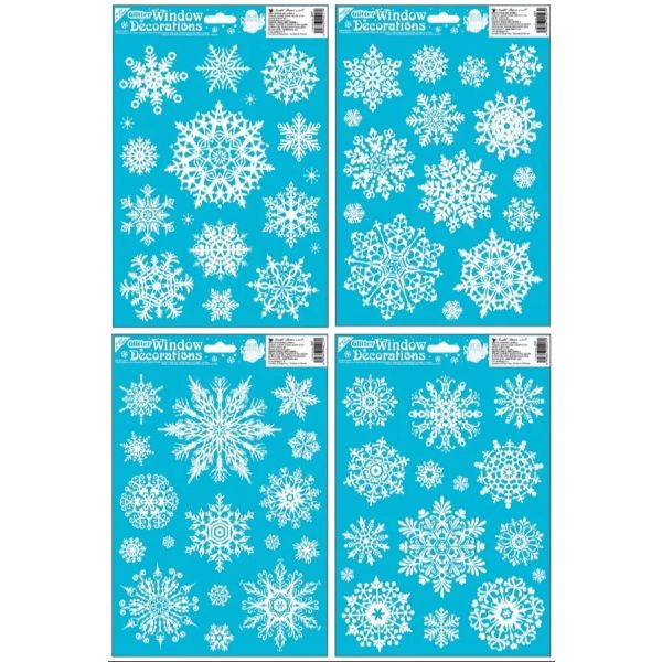 Flocos de neve adesivo para janela brilhante, 42 x 30 cm, branco - vários tipos