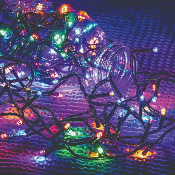 Dekortrend Basic: Zewnętrzna girlanda świetlna z timerem, 80 LED, kolorowa
