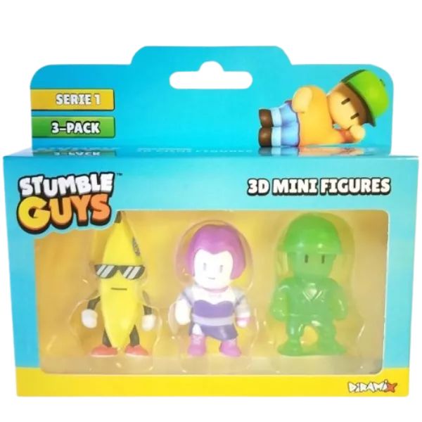 Stumble Guys: Figura 3D Mini, Serie 1, Set de 3 piezas - varios tipos