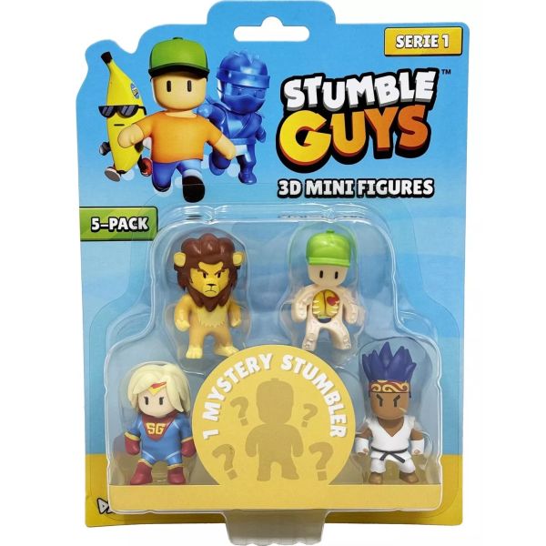 Stumble Guys: Mini 3D figura, 1. széria, 5 db-os szett - többféle