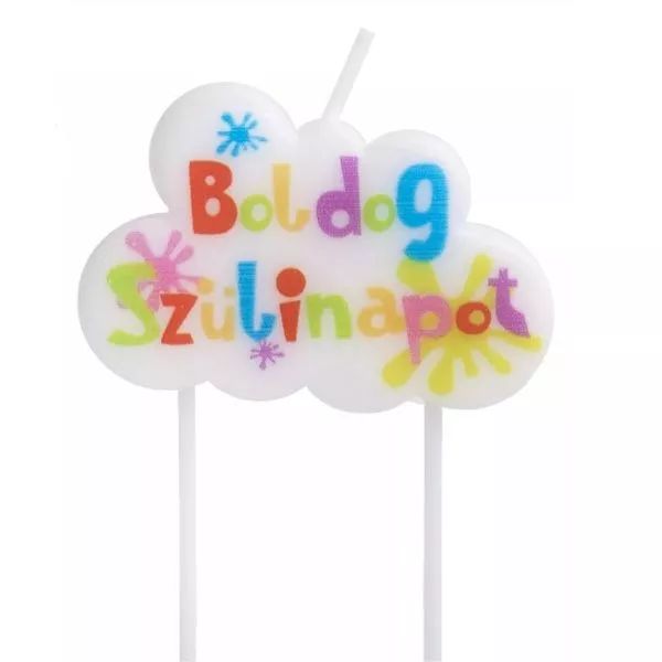 Boldog szülinapot felhőgyertya - 10 cm