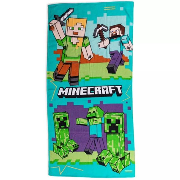 Minecraft: Harcra fel! fürdőlepedő, pamut - 70 x 140 cm