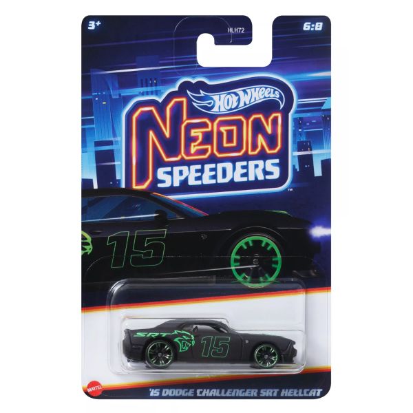 Hot Wheels: Neon kisautó - 15 Dodge Challenger SRT Hellcat kisautó